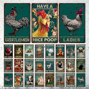 Have A Nice Poop Plaque en métal pour salle de bain, messieurs, dames, vintage, drôle, dessin animé, pour club, bar, homme, grotte, décoration, chat, je bois du vin, peinture en fer, 30 x 20 cm, w01