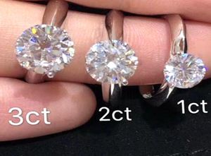 Avoir un tampon 925 griffe en argent sterling 1-3 karat anneaux de diamant Moisanite Womens épouser des ensembles de mariage de fiançailles bijoux bijoux Gift6682589
