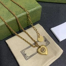 Hebben postzegels 14K gouden hart hanger ketting vintage voortreffelijke merkontwerper ketting mannelijke en vrouwelijke bijpassende paar sieraden