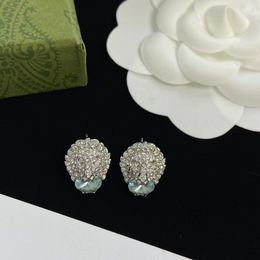 Avoir des timbres pleins de diamants strass tête de lion boucles d'oreilles aretes élégant délicat 925 boucles d'oreilles aiguille en argent designer bijoux cadeaux pour femmes