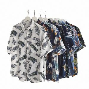 Hawaii Strand Shirt Mannen Sneldrogende Zomer Korte Mouw Mannelijke Print Casual Shirts Bloemen Losse Koreaanse Kleding 2023 Vintage 471S #