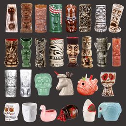 Pawaii Ceramic Taza Creative Tail Cup Island Tiki Tazas de Halloween Gift For Bar Tool 230607