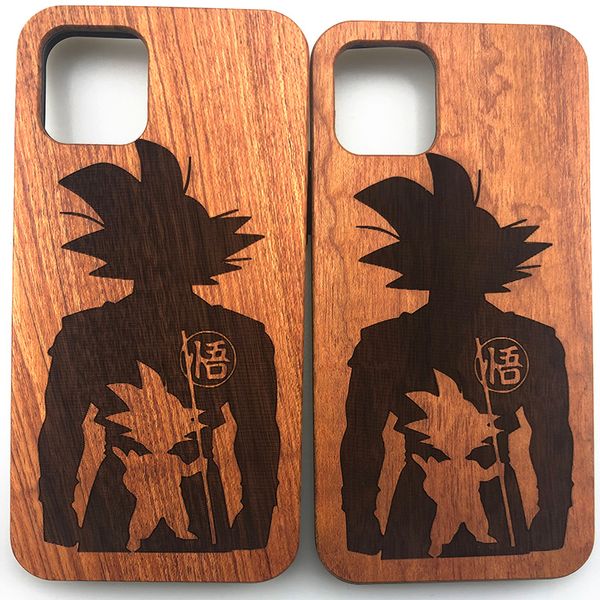 Funda de madera con diseños hawaianos para Iphone 12 pro max 11 XS XR, funda híbrida personalizada con grabado láser, carcasa de madera antigolpes