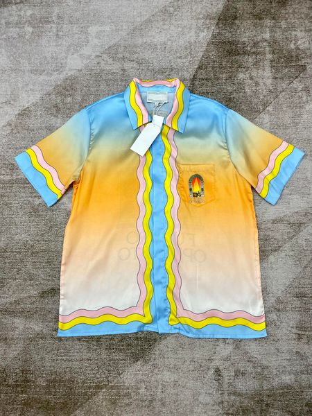 Chemise de plage hawaïenne à imprimé Floral pour hommes, 100% soie, chemise de Bowling, manches courtes, robe ample, été