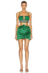 Hawaii Hot Summer Beach Feestavond Vrouwen Dame Mini Sweet Tassels Mini -jurken Rhinestone Cutouts Banden Bodycon Dress Factory Groothandel Gratis schip 5024