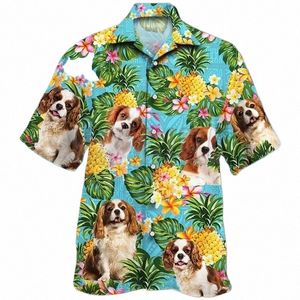 Hawaii Shirt pour hommes animaux tropicaux feuilles chien Floral été 3D imprimé décontracté Harajuku vêtements de plage X6po #