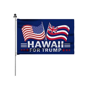 Hawaii prend en charge le drapeau Donald Trump Drapeaux 3x5ft Bannières en polyester 100D Intérieur Extérieur Couleur vive de haute qualité avec deux œillets en laiton