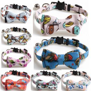 Hawaii vacances mode luxueux chien chat collier échappée avec cloche et nœud papillon réglable sécurité Kitty chaton ensemble petits chiens colliers taille bleu