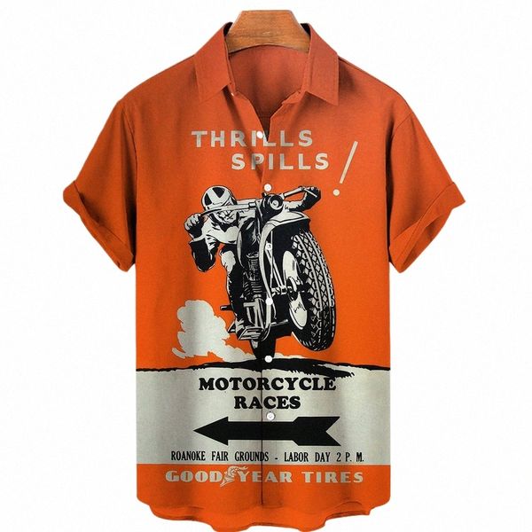 Hawaii Vintage Moto TT Shirt 3D GP Imprimer Casual manches courtes Fi V-cou Vente chaude lâche Distred respirant Top 5XL 49iL #