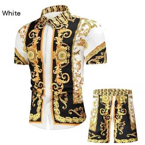 Hawaiian 2pcs Shirt Set pour hommes Fashion 3D Luxury PrintedShorts Two Piece Hawaiian Flower Beach Shirt Set 240429
