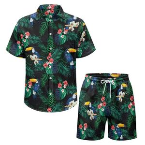 Hawaiian 2pcs Shirts Suit Men Men Fashion Tracksuit 3D Print Shirtbeach Shorts en deux pièces Hawaii Unisexe Vêtements 240507