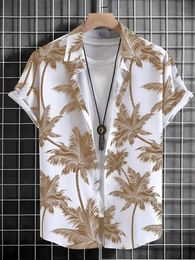 Hawaiian 3D Coconut Tree Top Mens Summer Beach Ropa casual Calle Fiesta al aire libre Camisa para hombre Suelta y transpirable Ropa para hombre 230226