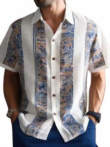 Hawaiian 3D olieverfschilderij geometrische afdrukken korte mouwen top voor mannen fiable kleding zomer strand vacati casual shirt A6tC #