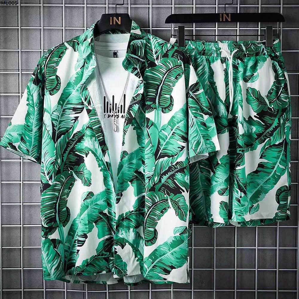 Hawaii-Strand-Set für Herren und Damen, personalisierbar, bedruckt, kurzärmeliges Hemd, Strand-Freizeit-Urlaubs-Shorts, floraler Mann