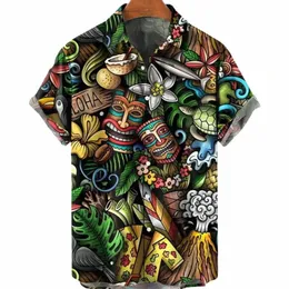 Chemise hawaïenne d'été décontractée pour hommes, Streetwear, manches courtes, crâne en coton 3d, haut surdimensionné, S3MZ #