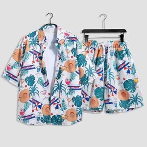 Chemise à fleurs hawaïennes pour hommes, ensemble de plage, été mince, Sanya, voyage, Couple, Style de vacances, tendance