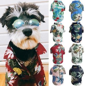 Hawaiiaanse kleding hond zomer huisdier stijl blad bedrukt strand shirts voor puppy kleine grote kat hond chihuahua kostuum huisdier kleding