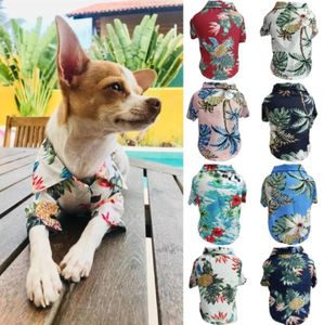 Ropa hawaiana para perros, camisa fresca de estilo playero para perros y gatos, estampado de cocoteros de manga corta, nuevo regalo de moda 2022 para ropa para mascotas