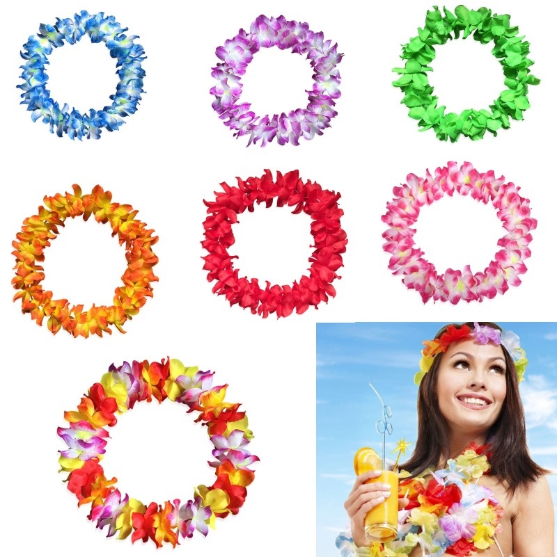 Hawaiianische Blumengirlande, Halskette, Hula Leis, festliche Party-Girlande, künstliche Seidenblumen-Halskette, Kränze, Hochzeit, Strandparty-Girlande