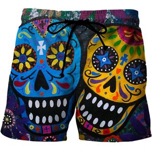 Hawaiian Funny Skull 3D Shorts de plage imprimés Hip Hop Goth Skeleton Graphic Pantalon pour hommes Vacances Y2k Boy Trunks Pantalons 240514
