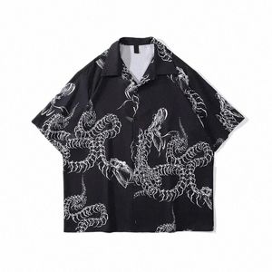 Chemise hawaïenne de style Harajuku, imprimée en 3D, pour hommes et femmes, décontractée, à manches courtes, à revers, surdimensionnée, vêtements unisexes h7R5 #