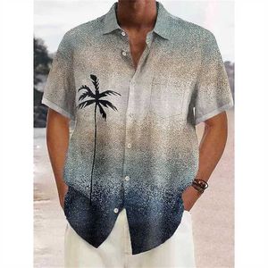 Hawaïaans reversoverhemd voor heren, korte mouwen, casual harajuku-kokosnootprint, oversized T-shirt, nieuwe collectie