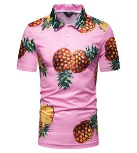 Hawaiiaanse polo -shirts voor heren zomerpolo's ananas print korte mouw tops tees nieuwe fahsion m l xl xxl1759456