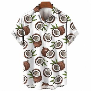 Hawaiian Shirt 3D Fruit Print Shirts Zomer Mannen/Vrouwen Kleding Cocut Patroon Korte Mouw Top Casual Streetwear Oversized 08JA #