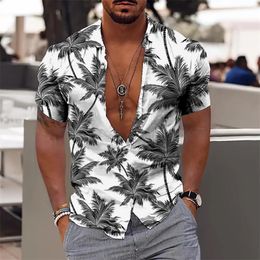 Camisa hawaiana para hombres Vacaciones Diario Slim Fit Tops Gimnasio Elegante Patrón de flores Hojas Social Casual Moda Camisa Y2k Ropa 230226