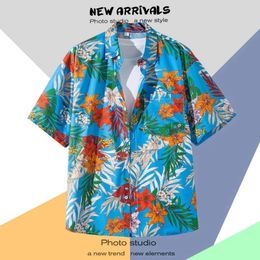 Camisas hawaianas para hombres Retro Single-Breasted Enriendo camiseta de manga corta Masquerada Holiday Mens Clothing 240517