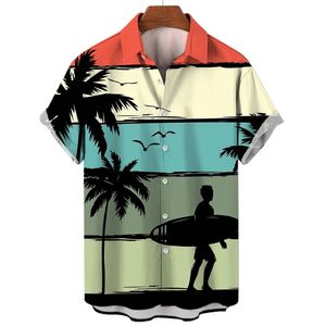 Hawaiian Surf Hommes Chemise 3D Imprimé ManWomen Casual Mode Manches Courtes Chemises Revers Bouton Tops Surdimensionné Unisexe Vêtements 240228