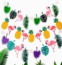 Hawaïen Tropical Flamant Ananas Bannière Feutre Drapeau Guirlande Bruant Fête D'été Mariage Noël poule nuit baby shower Decorat3768885