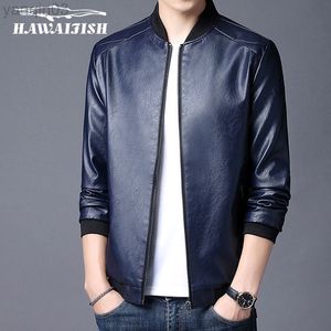 Hawaiish Men jas populair Koreaans slanke dunne mode kleding van hoge kwaliteit mannen en herfst leren jas L220801
