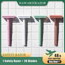 Haward Double Edge Safety for Men 10 Colors Dames Haarverwijdering Shaver Classic Manual Razor Gratis 20 Scheermes