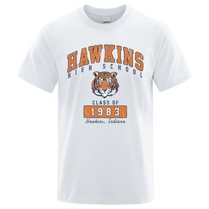 Camiseta Hawkins High School Class Of 1983 para hombre, camiseta de calle, ropa transpirable, camisetas holgadas de gran tamaño, camiseta de algodón Hip Hop para hombre 220706