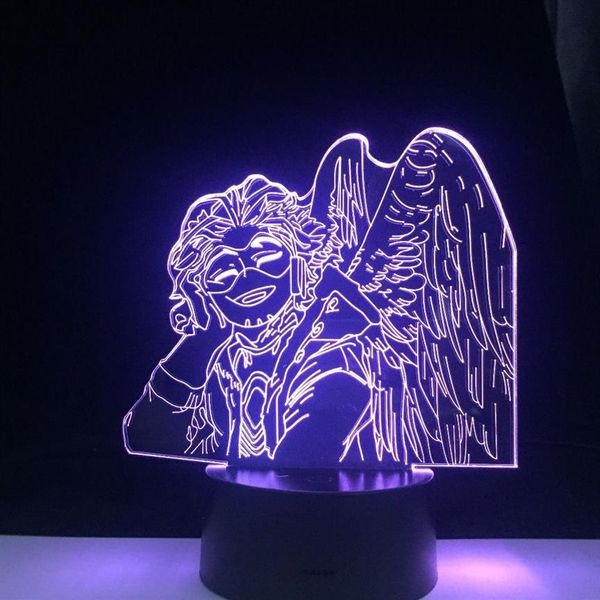 Hawks Keigo Takami LED Anime Lámpara 3D My Hero Academia Room Decor Nightlight Control Remote Colors Table de regalo 3D LAMP263Z