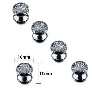 HAWSON 5pcsSet Tuxedo Studs Gunmetal Plaqué Boutons de Manchette Goujons Cristal Poussière Mens Bouton Stud pointes pour vêtements pour chemises pour hommes 240320