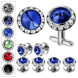 Hawson Crystal Tuxedo Studs and Cufferses Set for Menruff Links Mens Mens Wedding Business Or Accessoires 240412