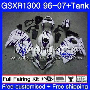 Hayabusa Pour SUZUKI GSXR1300 96 06 07 333HM.283 GSX-R1300 1996 1997 1998 1999 00 2001 2002 2003 2004 2005 2006 2007 Carénages Blanc Bleu