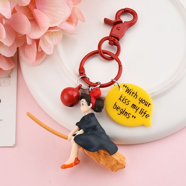 Hayao Miyazaki Anime PVC souple poupée Xiaomei petite sorcière porte-clés pendentif femme cloche porte-clés sac breloque voiture porte-clés