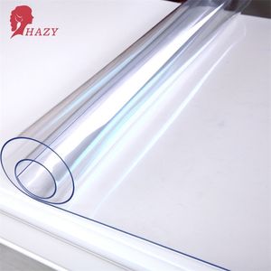 HAZY PVC Table Cloths Tissu Transparent Étanche Doux Verre Rectangle Couverture Tapis Tissu Protéger 210626