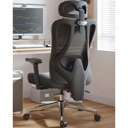 Hbada Soporte Lumbar 2D, Silla de Oficina Ergonómica con Reposacabezas y Apoyabrazos Ajustables, Función de Inclinación Continua de 145°, Cojín de Asiento Grueso, Negro (sin Reposapiés)