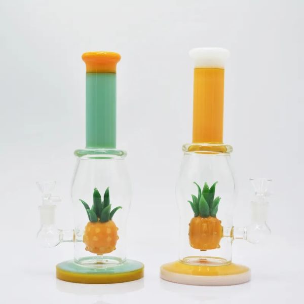 HBKING 11 pulgadas piña bong tubería de agua de vidrio amarillo verde dab rig nuevo llega venta caliente buena función plataforma petrolífera alta para la venta LL