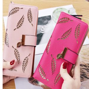 HBP 2020 NIEUWE DAMIES Wallet Hollow Leaf Wallet Wallet Koreaanse versie Twee vouw Zipper Long Card Bag Clutch 218F