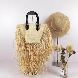 HBP 2021 Brand Straw Tassel Bag Fashion Rattan Weave Ladies Handtas Beroemde Designer Handgemaakte schoudertassen Zomerstrand 3013