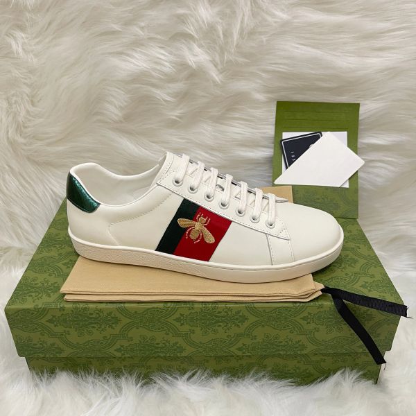 2023 Luxe Hommes Femmes Casual Chaussures Italie Vert Rouge Stripe Italie Tigre Serpent ggity Sneaker Baskets Abeille Brodé Marche Sports Ace GG Baskets Randonnée Chaussures