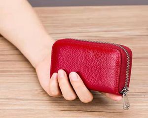 HBP 2021 Eerste laag Cowhide Organ Card Case Antitheft Lady Card Holder Men Card Case Multifunctionele zipper Small Wallet4446271