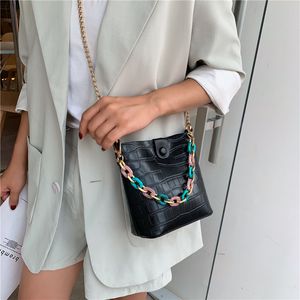 HBP Yellow Fashion Messenger Bag Schouder Handtas Mode Trend Persoonlijkheid Solid kleur Acrylketen Stedelijke handtassen