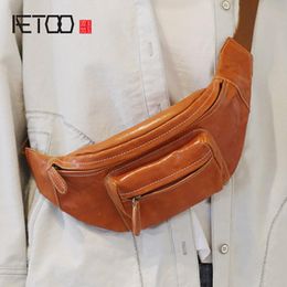 HBP AETOO borstzakken, vrouwelijke lederen honderd trendy tailletzak, dubbele crossbody