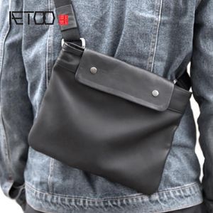 HBP Aetoo Foetal Cowhide Single Shoulder Crossbody Bag Lederen Hugh Soft Pack Male en Female General